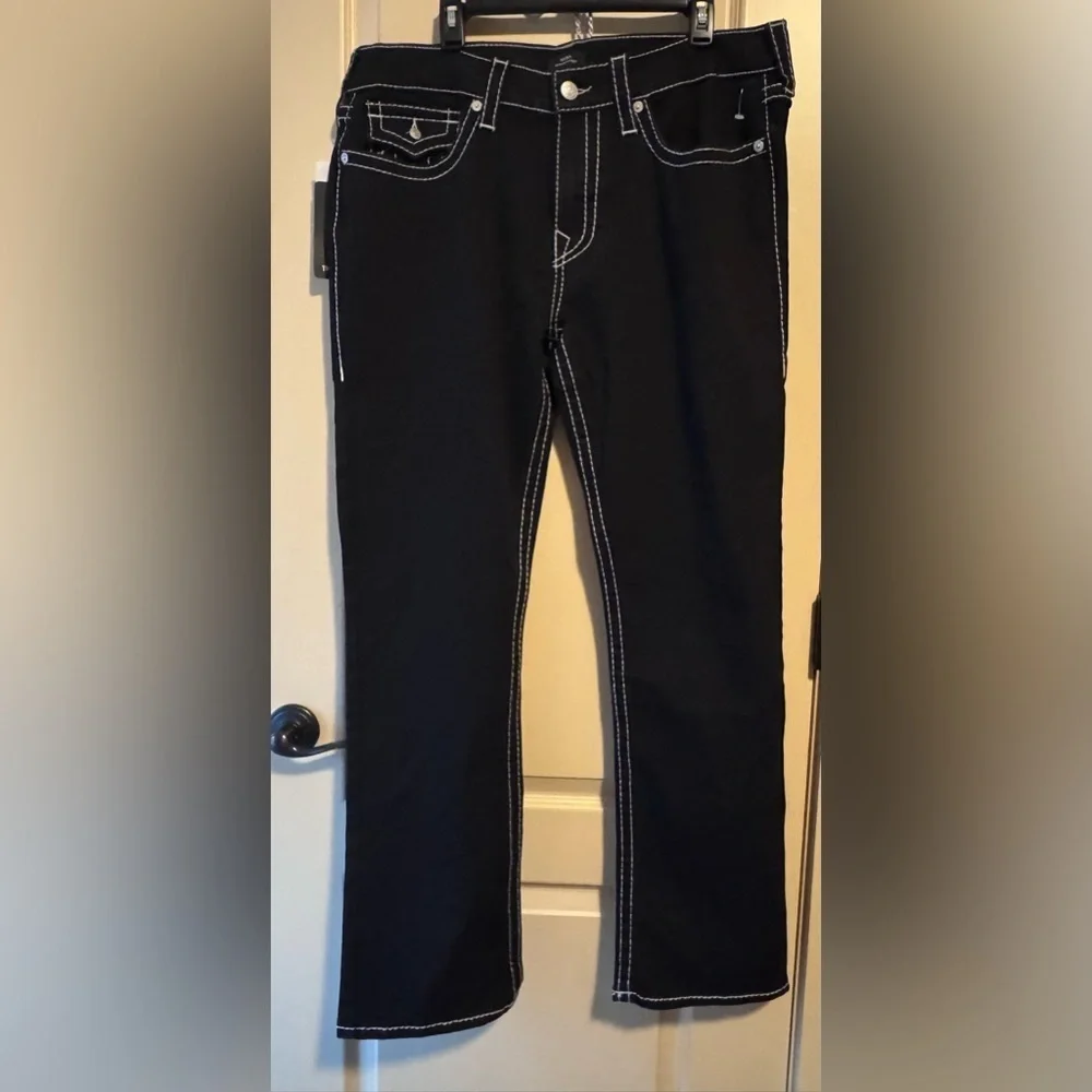 True Religion Ricky Big T Flap Relaxed Straight Mens Sz W38 L34 Rinse Black